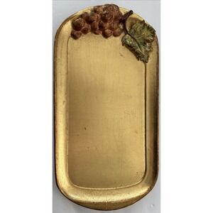 Florentine Made in Italy Wood Tray 3D Grapes And Leaf Design 14.75"x7.75x.50"